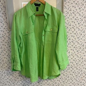 Ralph Lauren LIME 🍋‍🟩 LINEN Button Down Shirt